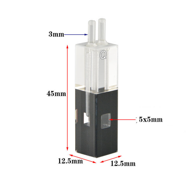 UV quartz sub-micro black flow through cell,lightpath 10 mm