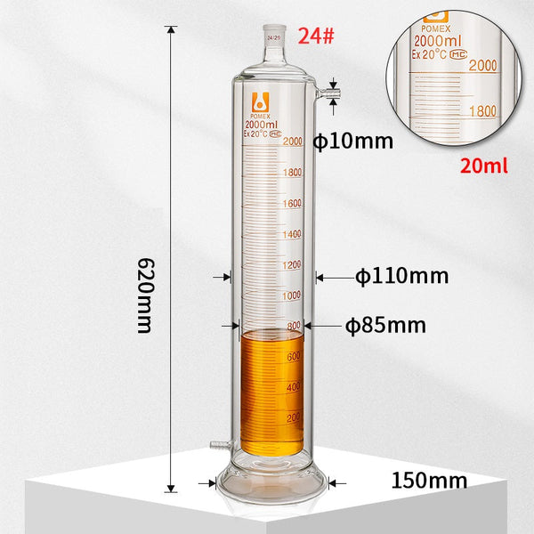 Double jacketed mixing cylinder, capacity 100 to 2.000 ml Laborxing