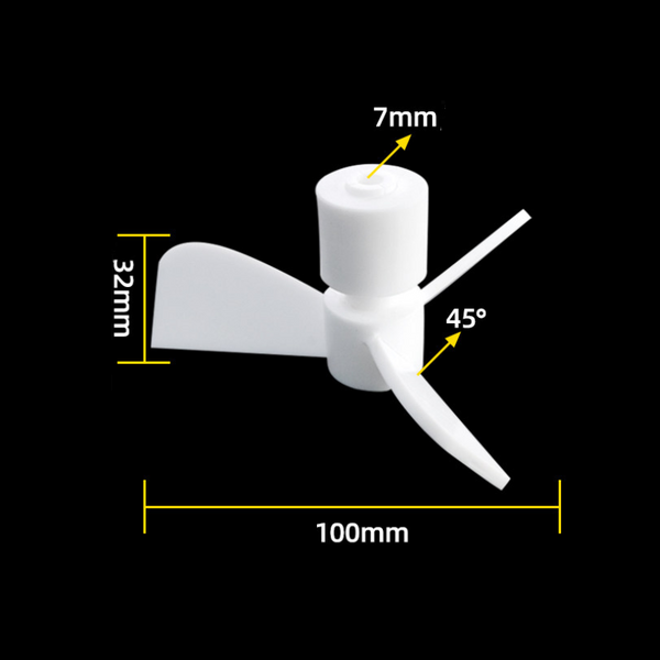PTFE Stirring propeller with 3 blades, 45° pitched, for Ø 7 mm shaft Laborxing