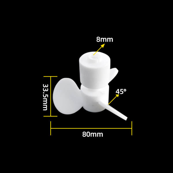 PTFE Stirring propeller with 3 blades, 45° pitched, for Ø 8 mm shaft Laborxing