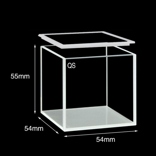 UV quartz square cell with lid, 4 clear windows