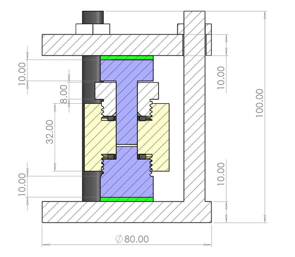 Standard pressure jig and testing cell kit for solid-state battery, Model GT02 TC Laborxing