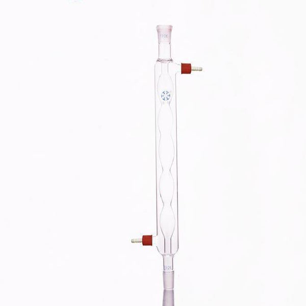 Allihn condenser with joint and unscrewable plastic connectors, length 200 mm to 500 mm. Laborxing