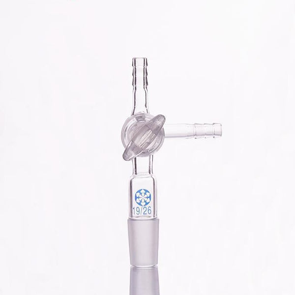 Connecting adapter with T-shaped hose connector and stopcock Laborxing