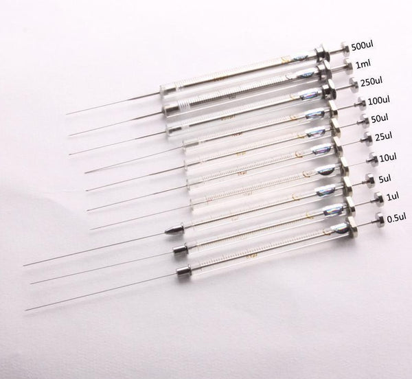 Microlitre syringe with cemented needle, capacity 0.5 to 1000 ul Laborxing