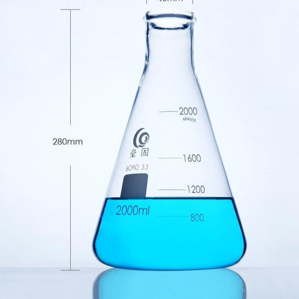 Narrow neck erlenmeyer flask, heavy duty, clear glass, 25 ml to 5.000 ml Laborxing