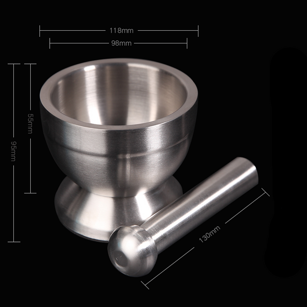 Stainless steel mortar with pestle, diameter 85 to 98 mm Laborxing