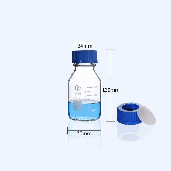 GL45 Screw top bottle, screw cap with hole and septum, clear glass, 100 ml to 2000 ml Laborxing