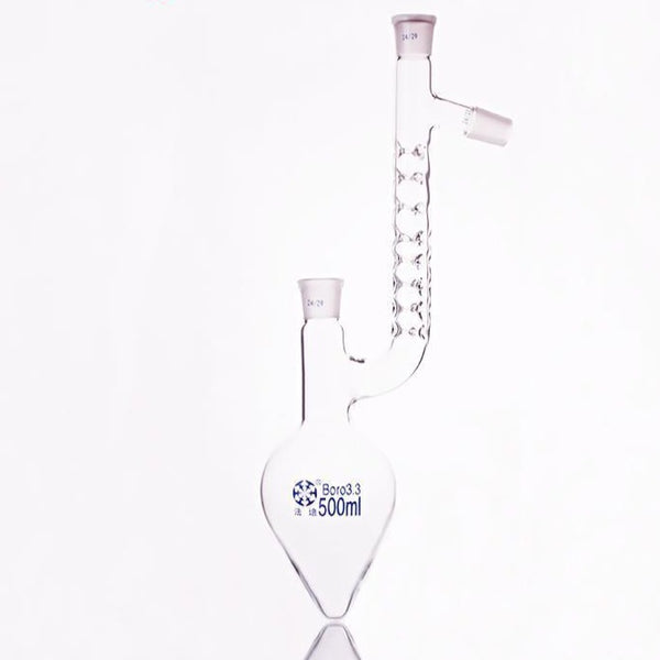 Pear-shaped claisen flask with vigreux, 25 to 500 ml Laborxing