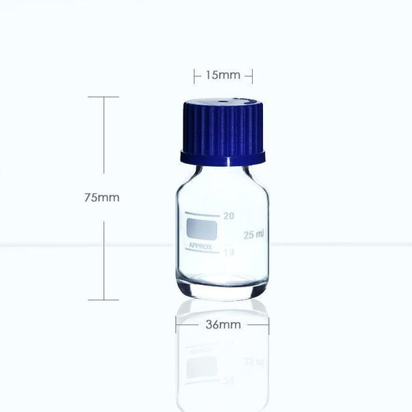 Screw top bottle, clear glass, graduated, 25 ml to 1.000 ml Laborxing