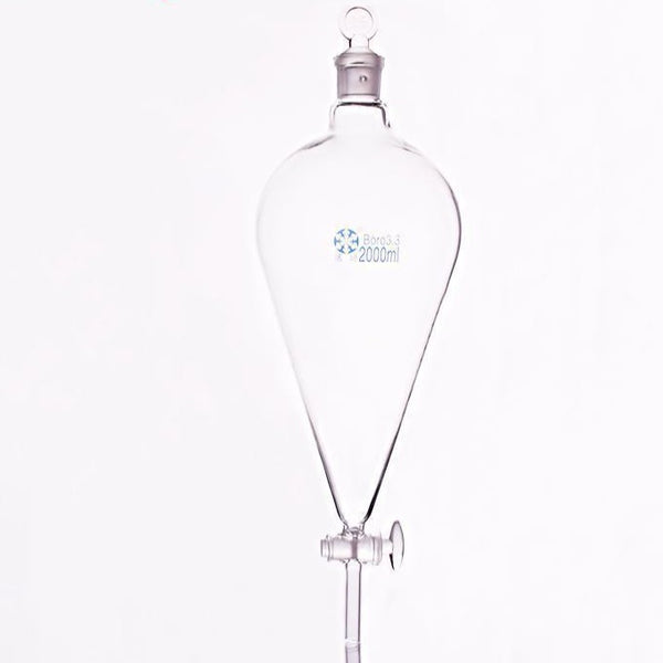 Separating funnel acc. to Squibb with glass tap cock and stopper, capacity 60 ml to 1.000 ml. Laborxing