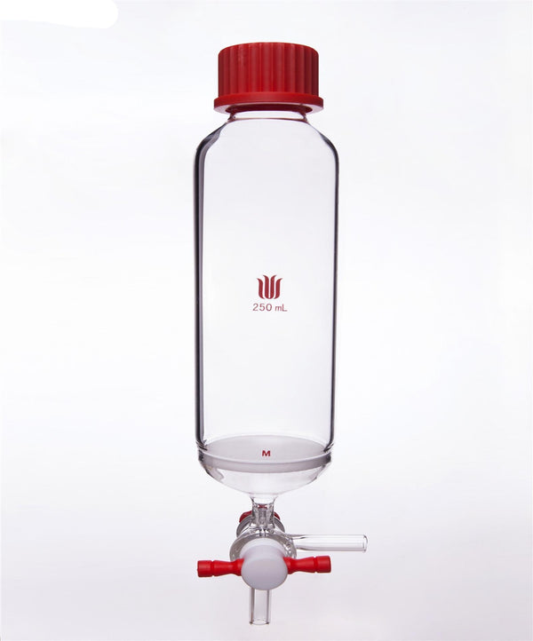 Solid-phase peptide synthesis vessel with T-bore PTFE stopcock, capacity 10 to 250 ml Laborxing