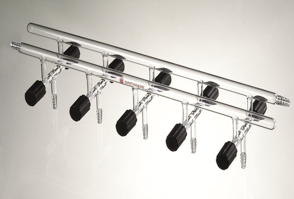 Double bank vacuum manifold with valve, 3 to 5 ports, schlenk line Laborxing