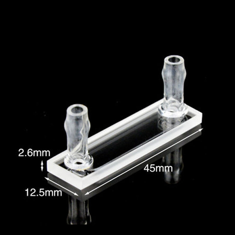UV quartz flow through cell with side tubes,2 clear windows