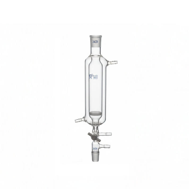 Solid-phase peptide synthesis vessel with double water jacket, capacity 100 to 2000 ml