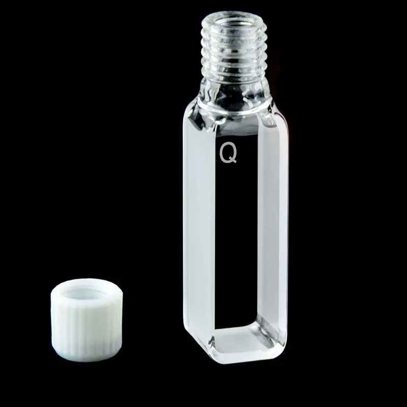 UV quartz cuvettes with PTFE screw cap, 2 clear windows