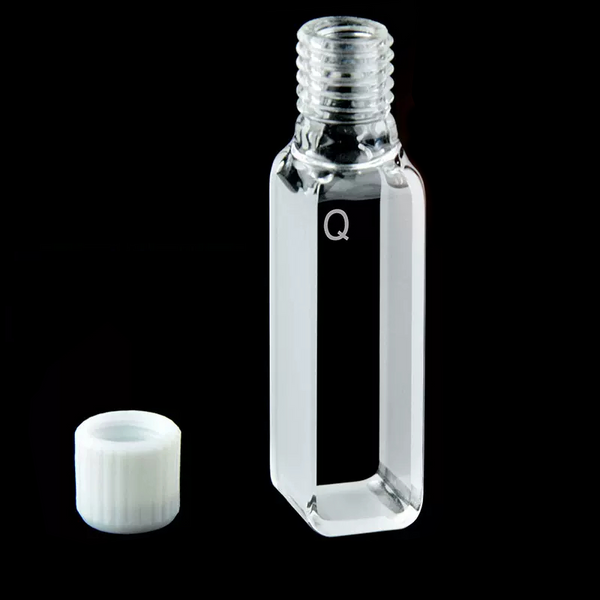 UV quartz cuvettes with PTFE screw cap, 2 Clear Windows Laborxing