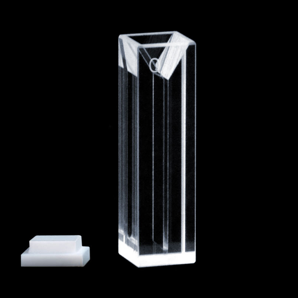 Micro cuvette UV en quartz avec couvercle PTFE, trajet lumineux 10 mm, 4 fenêtres transparentes Laborxing