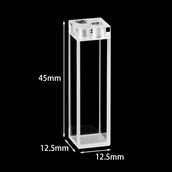 10 mm Quarz-Durchflusszelle mit M4-Gewinde, 4 transparenten Fenstern