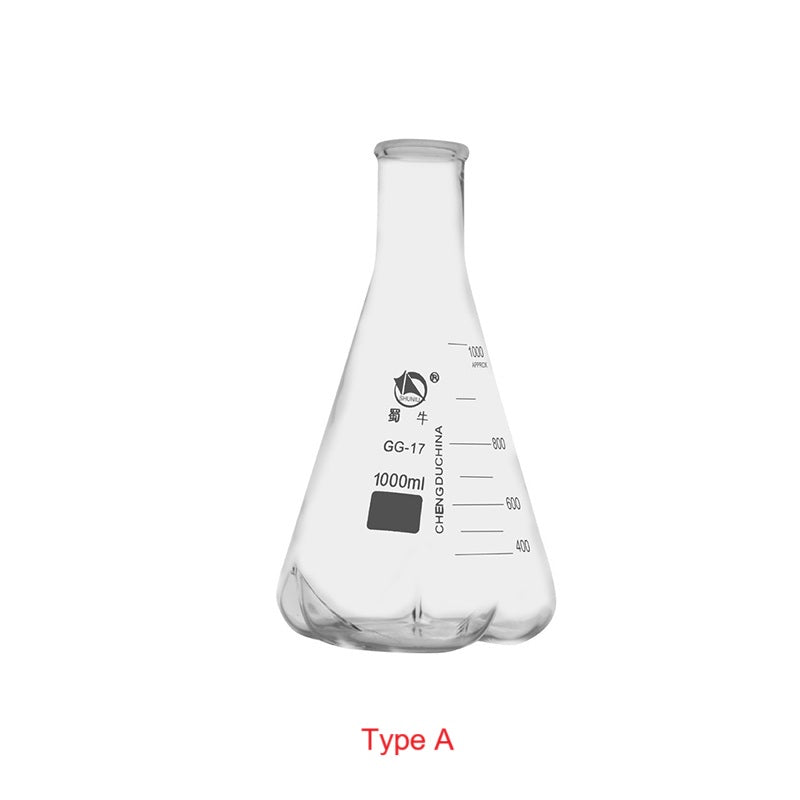 Culture erlenmeyer shake flask with 3 baffles, capacity 50 to 5.000 ml
