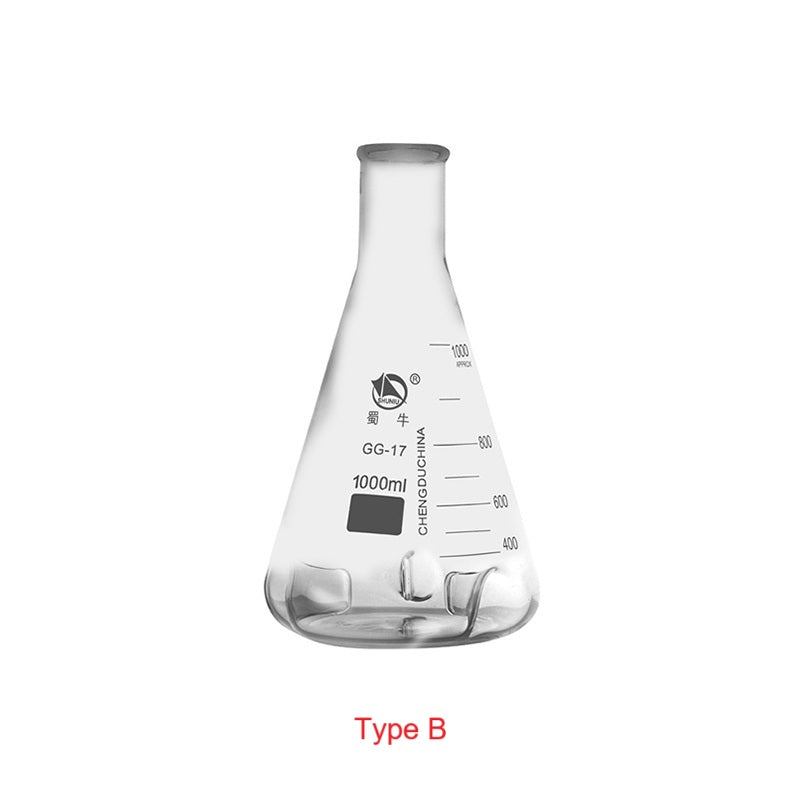 Culture erlenmeyer shake flask with 3 baffles, capacity 50 to 5.000 ml