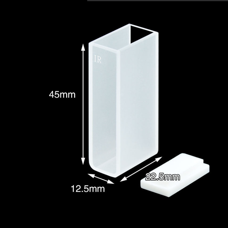 IR quartz macro cuvette with PTFE lid, 2 clear windows