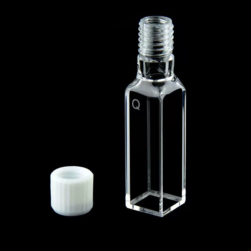 UV quartz cuvettes with PTFE screw cap, 4 clear windows
