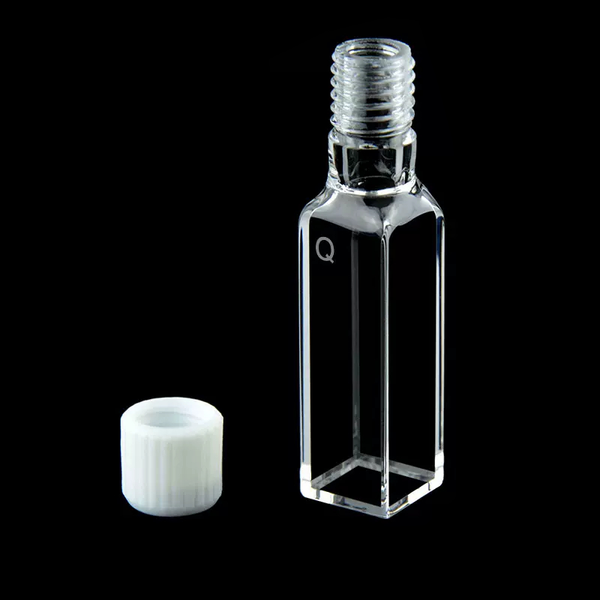 UV quartz cuvettes with PTFE screw cap, 4 Clear Windows Laborxing