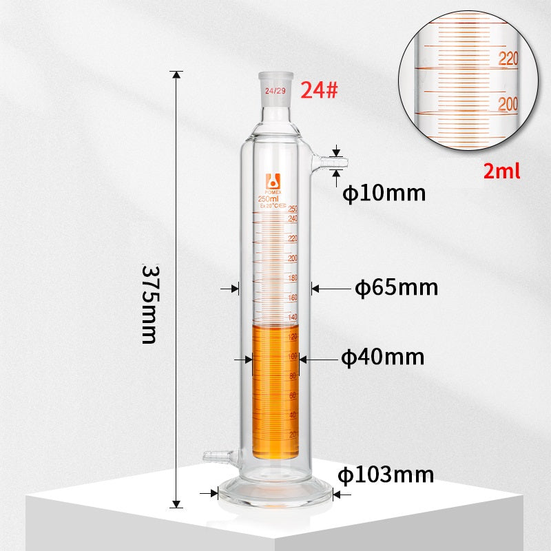 Double jacketed mixing cylinder, capacity 100 to 2.000 ml