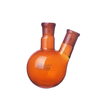 Double-necked round-bottom flask, bevelled side necks, brown glass, 100 ml to 1000 ml Laborxing