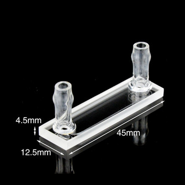 Celda de flujo de volumen micro de cuarzo UV con tubos laterales, 2 ventanas transparentes Laborxing