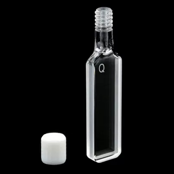 UV quartz cuvettes with PTFE screw cap, 2 Clear Windows Laborxing