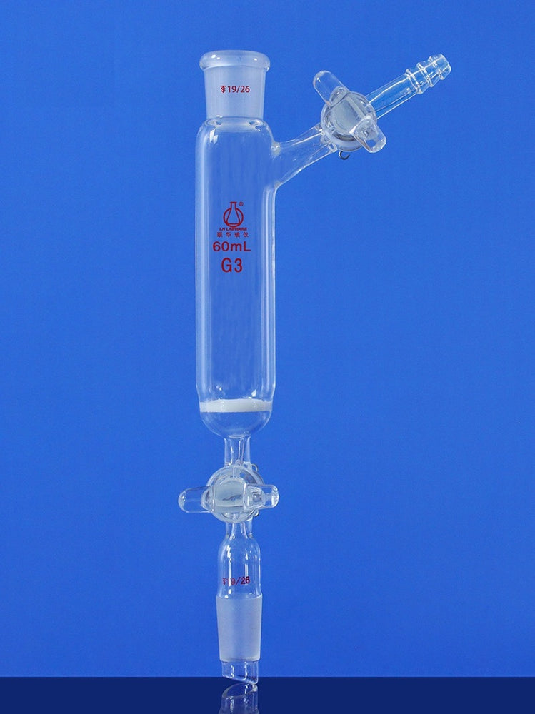 Schlenk funnel with frit and stopcock on side, capacity 60 to 200 ml