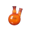 Double-necked round-bottom flask, bevelled side necks, brown glass, 100 ml to 1000 ml Laborxing