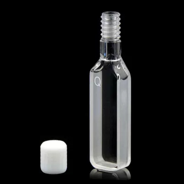 UV quartz cuvettes with PTFE screw cap, 2 Clear Windows Laborxing