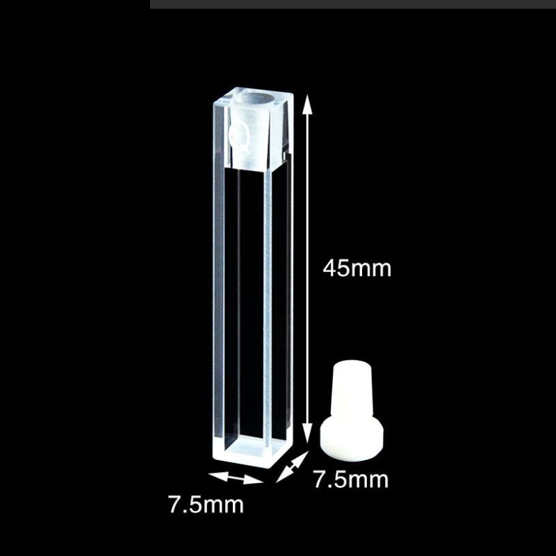 UV-Quarz-Halbmikroküvette mit PTFE-Stopfen, Lichtweg 5 mm, 4 klare Fenster