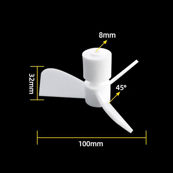PTFE Stirring propeller with 3 blades, 45° pitched, for Ø 8 mm shaft Laborxing