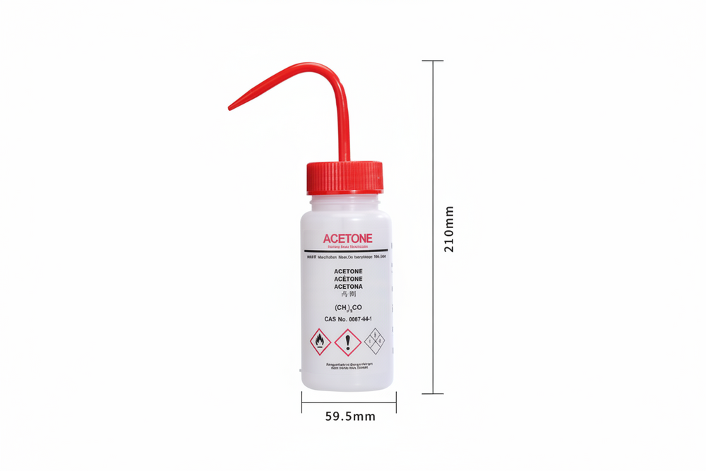 Solvent venting wash bottles, Plastic PE, capacity 250 ml to 500 ml