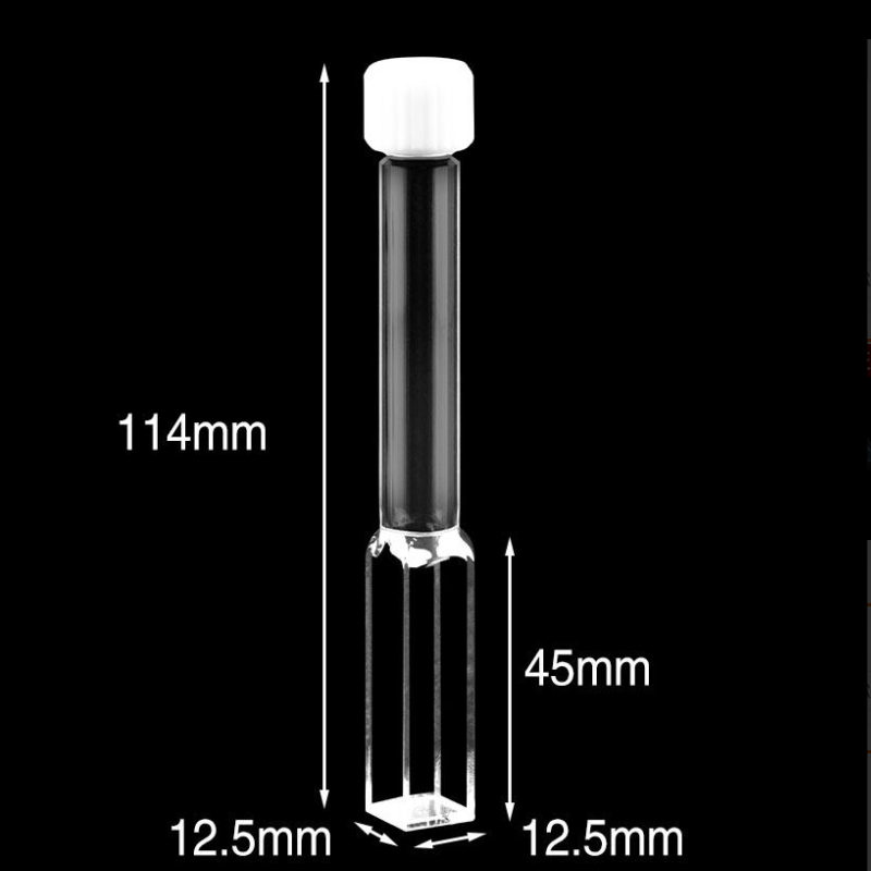 UV marco long quartz tube cuvette with PTFE screw cap, lightpath 10 mm