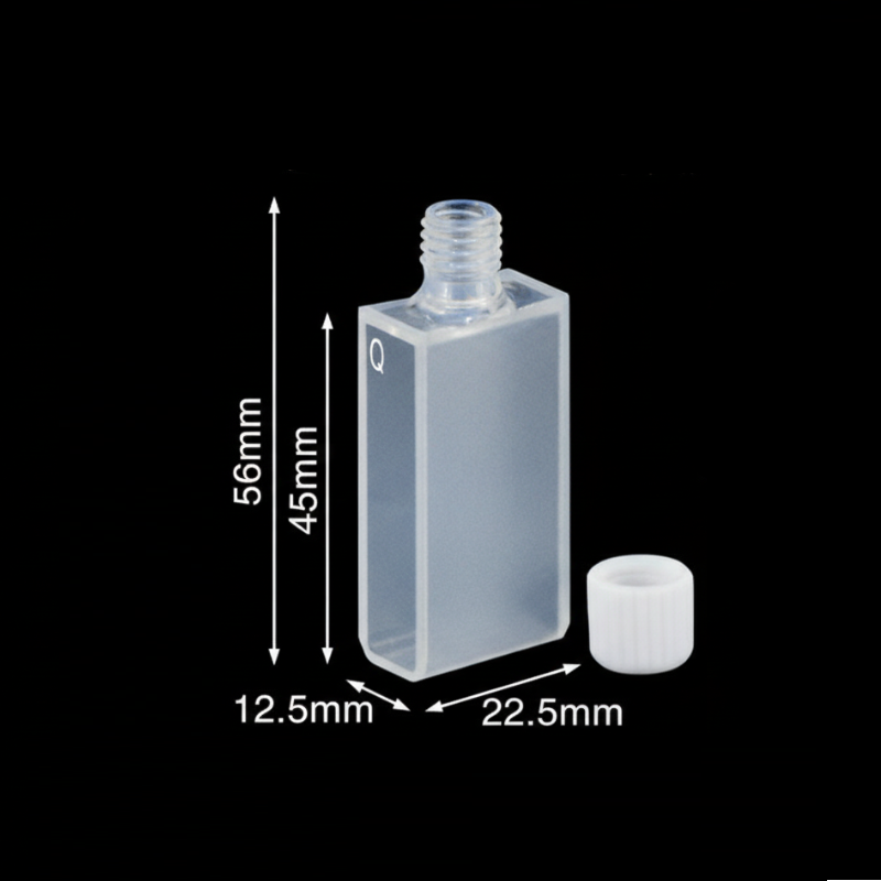 UV-Quarz-Makroküvette mit PTFE-Schraubverschluss, 2 transparente Fenster