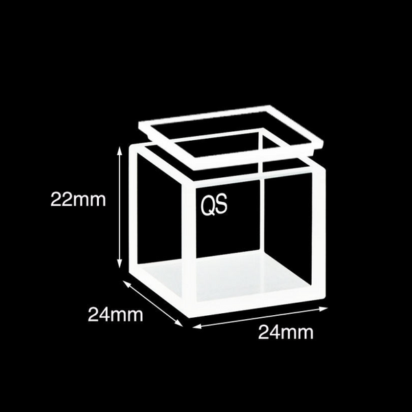 UV quartz square cell with lid, 4 clear windows