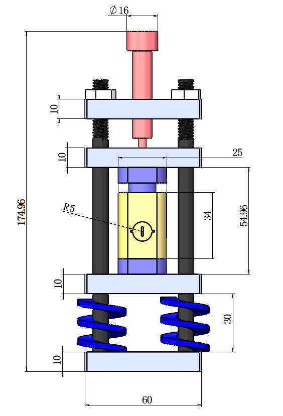 End face Raman testing cell for solid-state battery, Model GT16 Laborxing
