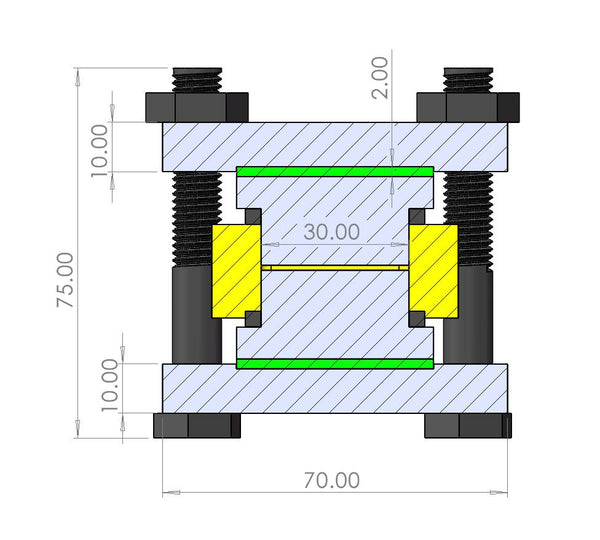 Kit de plantilla de presión y celda de prueba de alta temperatura para batería de estado sólido, Modelo GT09 Laborxing