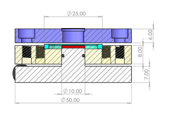 Raman testing cell for solid-state battery, Model GT06 Laborxing