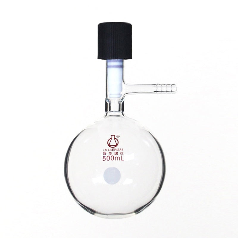 Schlenk round flask with high vacuum valve and hose connector, capacity 10 to 2.000 ml
