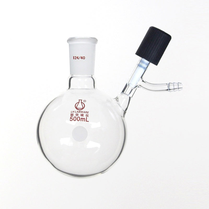 Schlenk round flask with high vacuum valve on side, capacity 50 to 2.000 ml