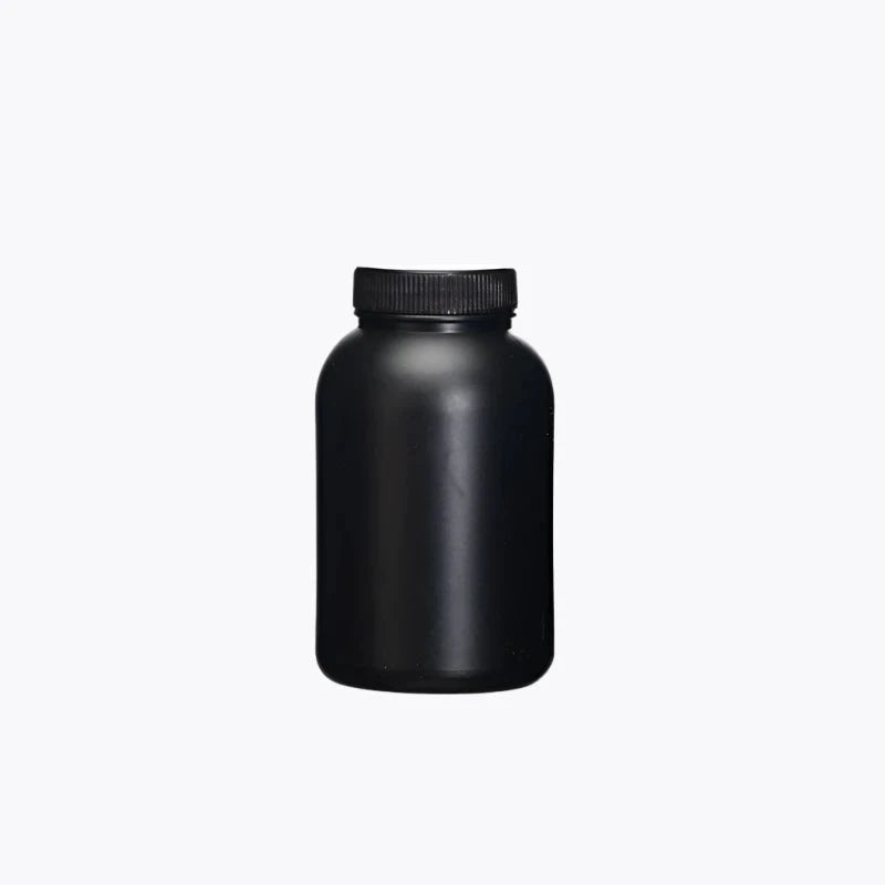 Black HDPE wide mouth bottles,capacity 50 ml to 1.000 ml