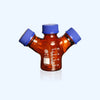 Frasco para HPLC de tres bocas con tapón de rosca GL45, vidrio marrón, capacidad de 250 a 2.000 ml Laborxing