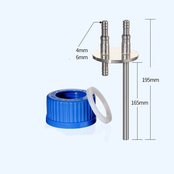 Distribuidor múltiple con 2 conectores de acero inoxidable para botellas HPLC con tapón de rosca GL45 Laborxing