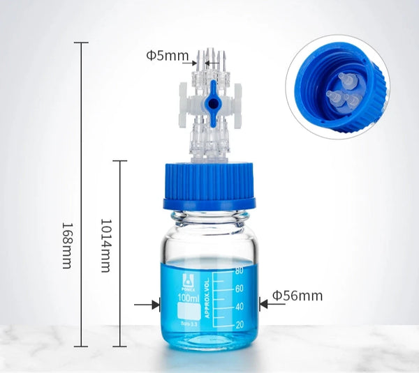 Frasco para HPLC GL45 con distribuidor múltiple, capacidad de 100 a 2.000 ml Laborxing